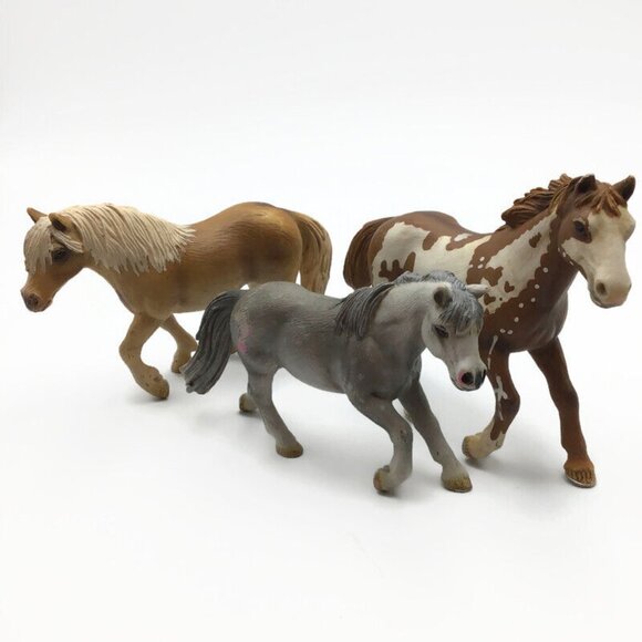 Schleich Horse Figurines Adult Haflinger Gray Painted Pinto Stallion Barn Riding - Picture 1 of 12
